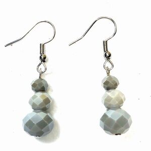 Handmade Grey Glass Earrings Women